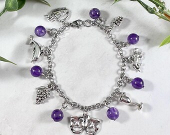 Dionysus Charm Bracelet - Deluxe Version, Greek Mythology Jewelry, Greek God of Wine, Bacchus, Dionysos