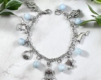 Poseidon Charm Bracelet - Deluxe Version, Greek God of the Sea, Greek Mythology Jewelry