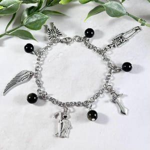 Thanatos Charm Bracelet, Greek Mythology Jewelry, Greek God of Death, Underworld, Hellenic, Grim Reaper