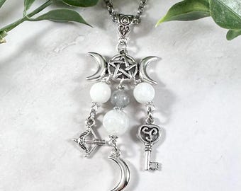 Artemis, Selene and Hekate Necklace, Greek Moon Goddesses, Greek Mythology