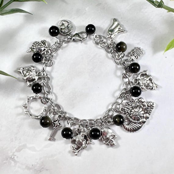 Hades Charm Bracelet - Ultimate Version, Greek God of the Underworld, Greek Mythology Jewelry, Haides