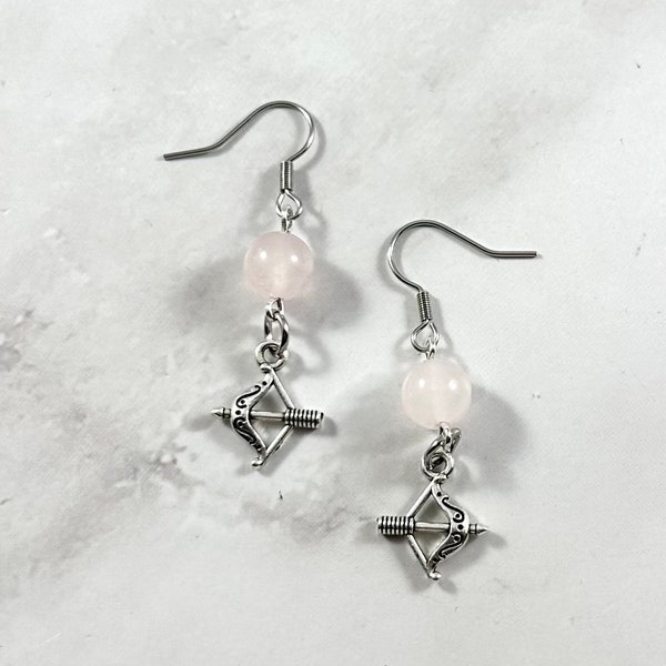 The Archer Earrings with Rose Quartz