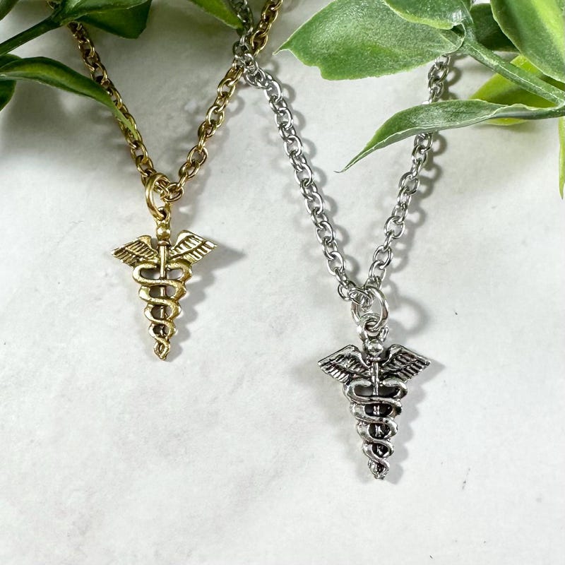 Caduceus Charm Necklace - Etsy