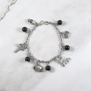 Persephone Charm Bracelet - Underworld Version, Greek Mythology Jewelry, Greek Goddess, Queen of the Underworld, Pagan, Wicca, Hellenic