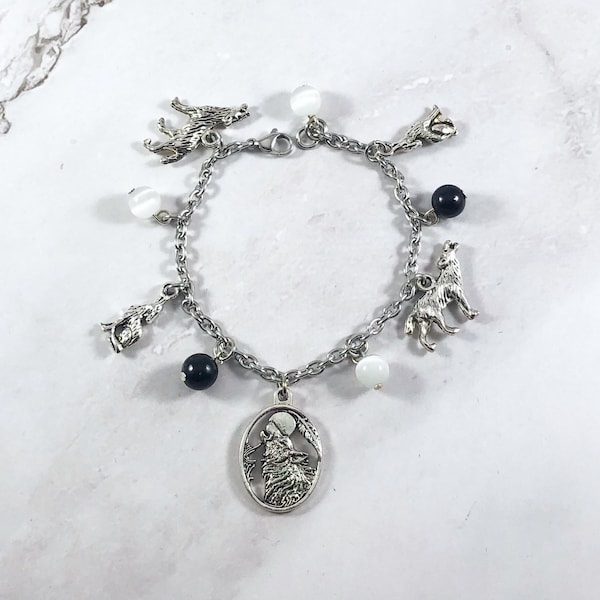 Wolf Charm Bracelet Etsy