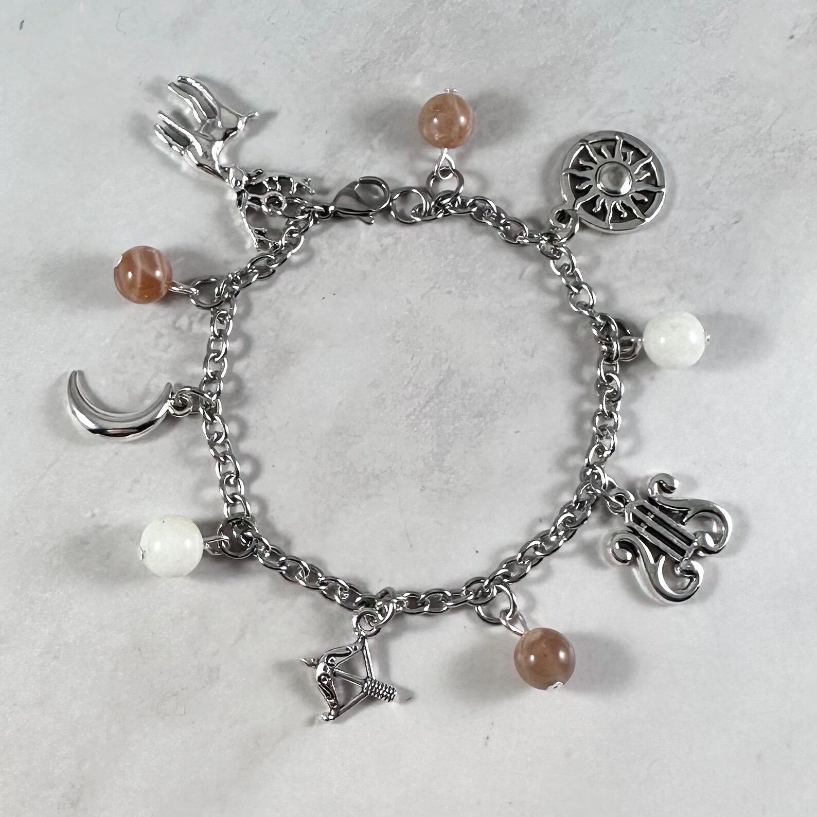 Artemis and Apollo Charm Bracelet, Greek Mythology Bracelet, Jewelry ...