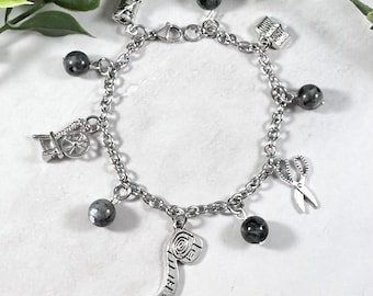 Pulsera con dijes de las Parcas, Moiras, joyería de mitología griega, helénica