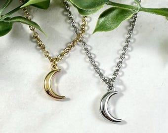 Crescent Moon Necklace -  Stainless Steel