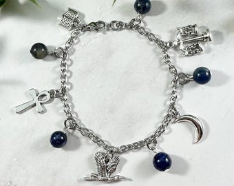Thoth Charm Bracelet, Djehuty, Egyptian God, Egyptian Mythology Jewelry, Kemetism