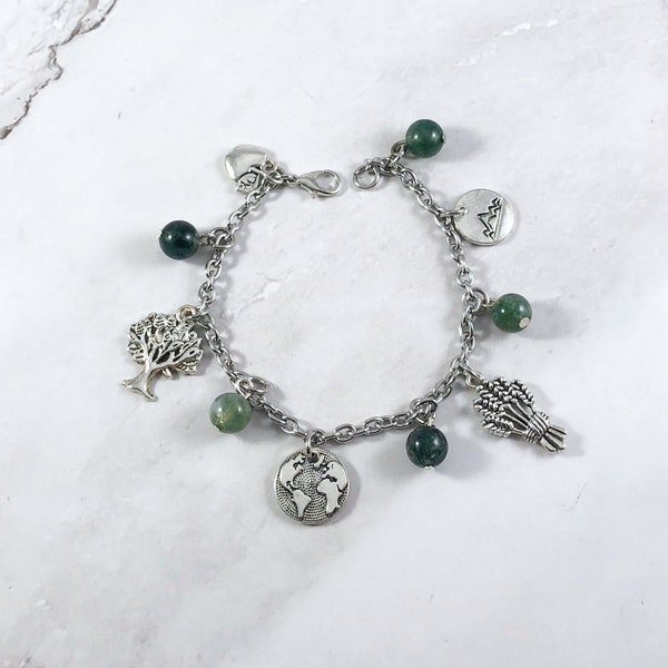 Gaia Charm Bracelet, Greek Goddess, Greek Mythology Jewelry, Mother Earth, Gaea