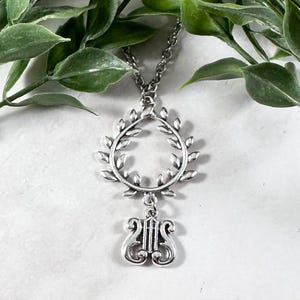 Apollo Necklace, Laurel Wreath and Lyre, Greek Mythology Jewelry, Apollon, Hellenic