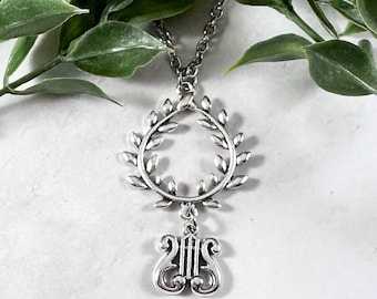 Apollo-ketting, lauwerkrans en lier, Griekse mythologie sieraden, Apollon, Hellenic