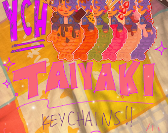 custom ych taiyaki keychain 8cm glitter resin