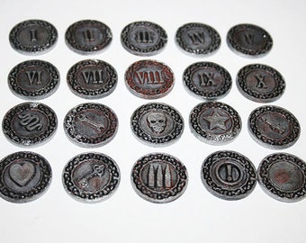 Various 25mm Objective Markers, Tokens or Coins [G3] For Tabletop Games like Dungeons & Dragons and Gaslands.