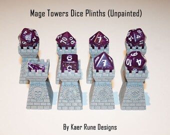 Mage Tower Dice Plinths / Guardians (Set of 8, One for Each School of Magic) For Tabletop Games Like Dungeons & Dragons Pathfinder