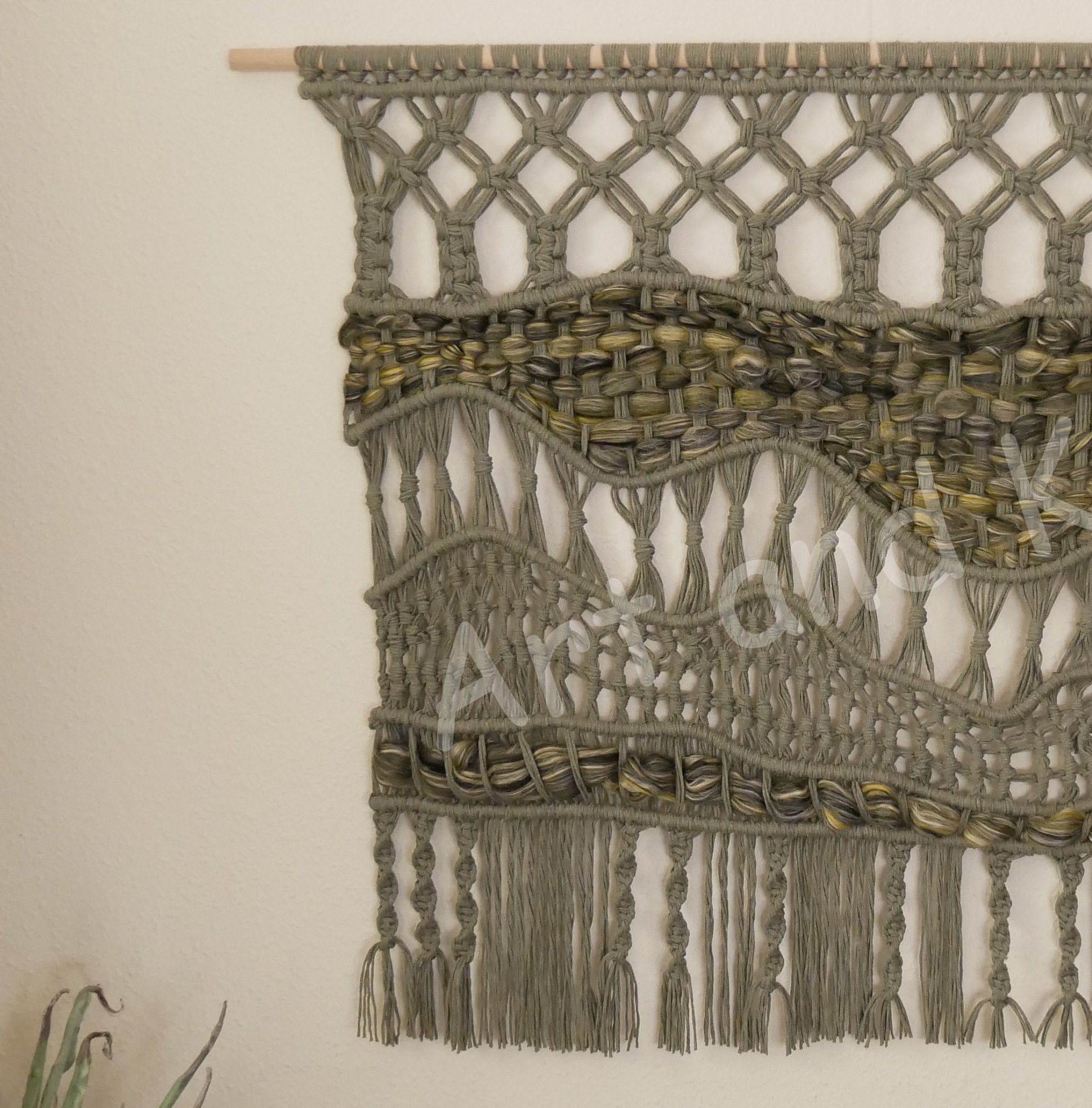 Macramé Décoration Murale Black Forrest