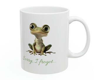 Charming Forgetful Frog Mug - 11oz Ceramic Coffee Mug, Perfect for Home or Office, Cute Gift