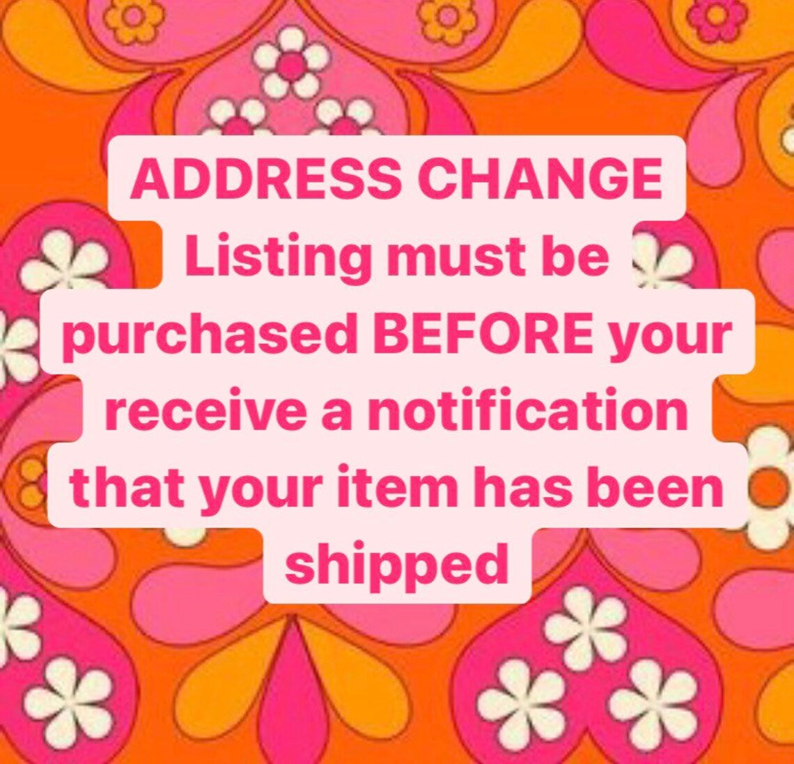 ADDRESS CHANGE fix incorrect addresses. Etsy