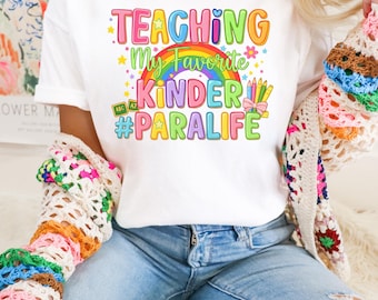 Camiseta para enseñar a mis niños favoritos de kínder, camiseta para maestra de kínder, regalo de agradecimiento para maestros, camiseta para maestros de Comfort Colors