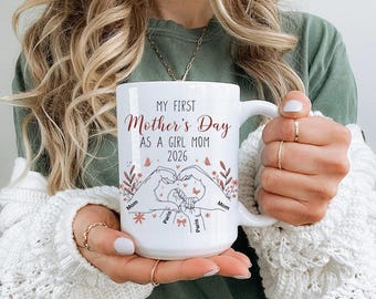 Taza para el primer Día de la Madre 2026, Taza para mamá niña, Taza personalizada para mamá, Taza con nombre personalizado, Regalo para mamá primeriza, Regalo del Día de la Madre para mamá