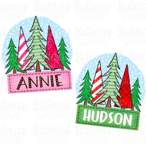 Boy and Girl Name Christmas Trees PNG Bundle / Add name / Boy and Girl Matching Designs / Digital Download / Sublimation Design