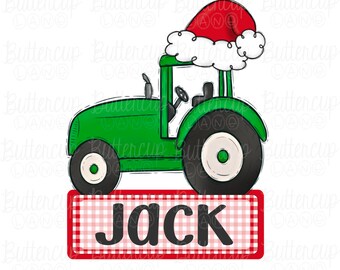 Boy Name Christmas Tractor PNG / Personalized / Add name / Digital Download / Sublimation Design