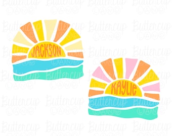 Zestaw dopasowywania imion Sunshine Kids w formacie PNG / Lato dla dzieci / Imię dla chłopca / Imię dla dziewczynki / Pobieranie cyfrowe / Projekt sublimacji