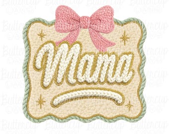 Faux Yarn Bow Mama Shirt PNG Digital Download