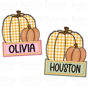 Boy and Girl Name Pumpkin PNG / Plaid / Personalized / Add name / Digital Download / Sublimation Design