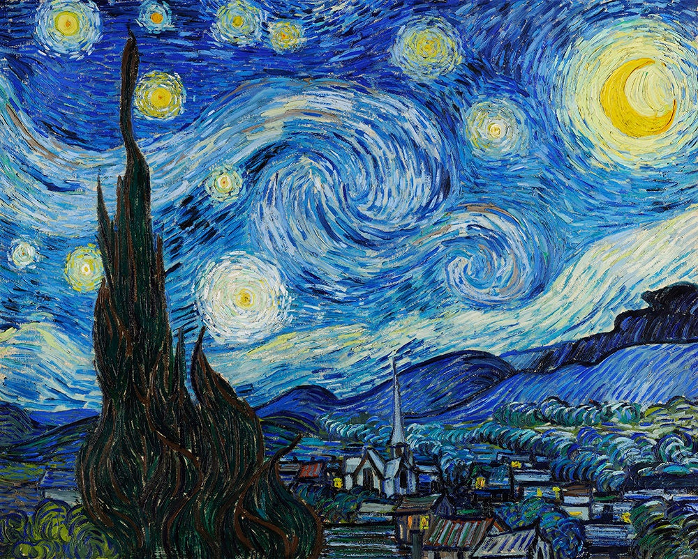 Bigfoot Starry Night Sasquatch Van Gogh Sky Painting Art Vector