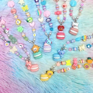 BTS Baby Pals Macaroon Food Custom Phone Charm, BT21 Beaded Phone Strap Lanyard - BTS Merch, Aesthetic Y2K Phone Accessories
