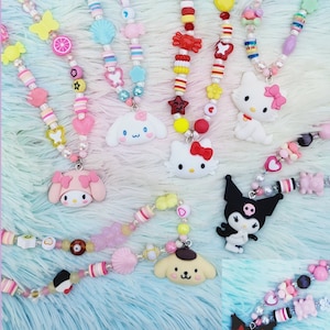 Abalorio personalizado para teléfono de gatito y sus amigos, correa de cuentas para teléfono - Accesorio kawaii para teléfono, estética Y2K Cinna Melody Kawaii Cartoon