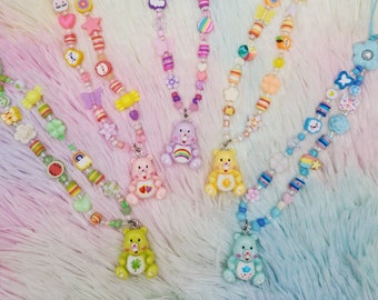 Care Bears Cartoon Custom Phone Charm, Good Luck Bear, Cheer Bear  Beaded Phone Strap Lanyard - Smiley Face, Aesthetic Y2K Phone Accessories