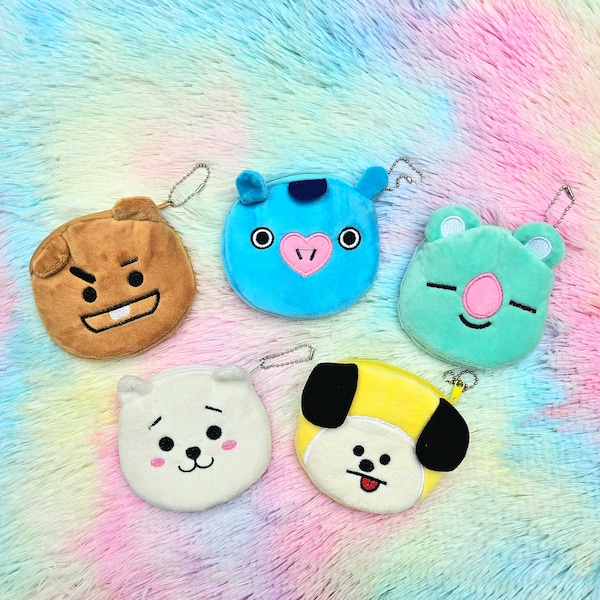 BT21 Coin Purse Keychain,  BTS Plush Coin Purse Keychain charm - Keyring K-Pop Bias, Aesthetic Y2K Handbag Accessories