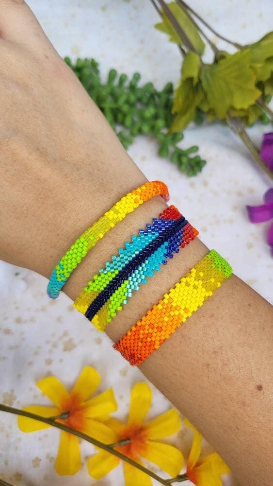 Pride Beaded Bracelets - Pride Month Miyuki Rainbow Seed Bead Bracelets ...