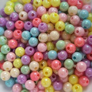 8mm Round Spacer Beads Pastel AB Luster Finish Acrylic Beads - Kawaii Cute Aesthetic Beads Pastel Spacer Beads DIY, Kid Crafts