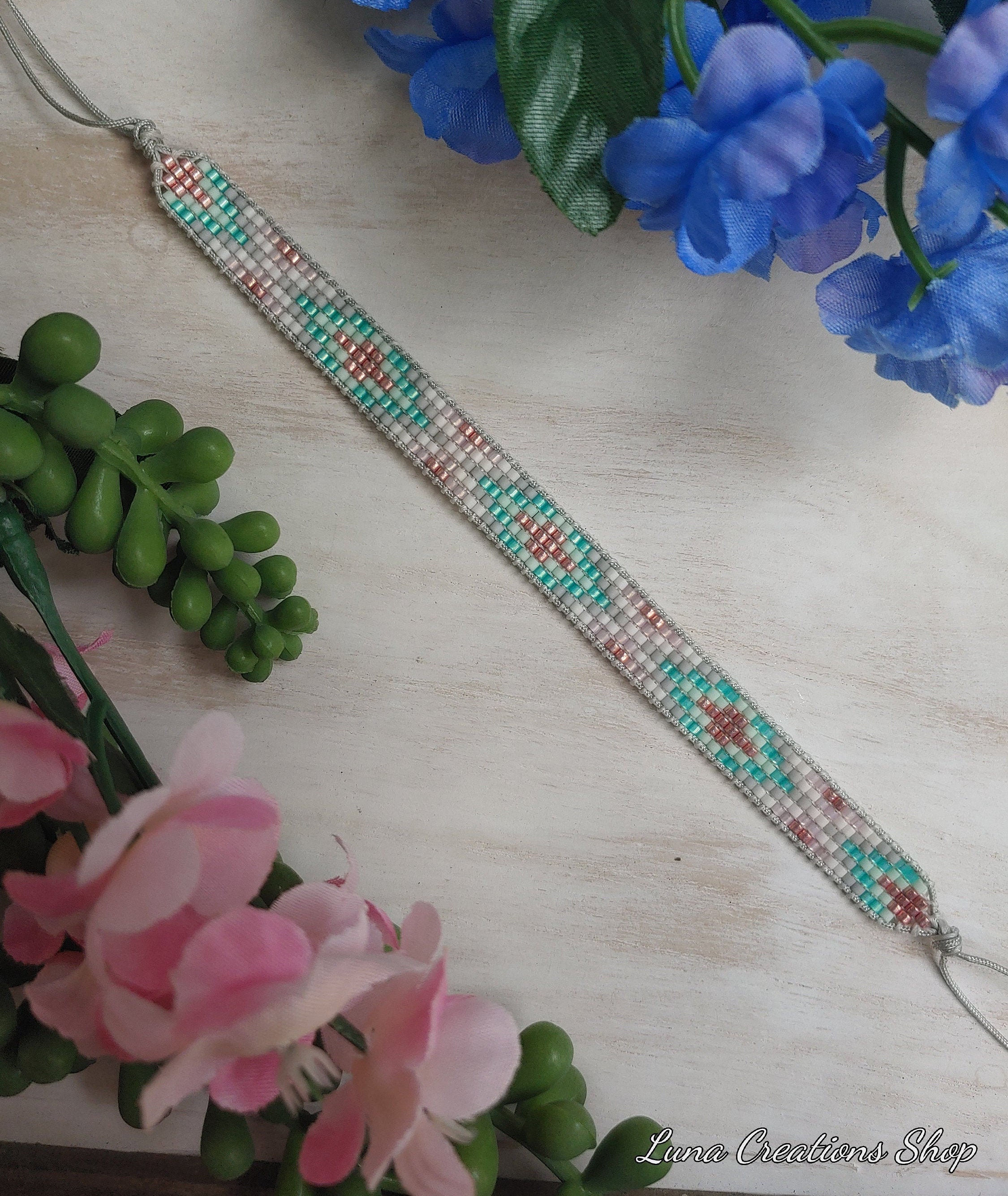Seed Bead Loom Bracelet Beaded Bracelet Geometric Southwest Etsy
