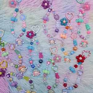 Popmart Skullpanda Custom Keychain Bag Charm, Kawaii Beaded Keyring Handbag Charm - SP Dolls Flower Charm Y2K Accessories