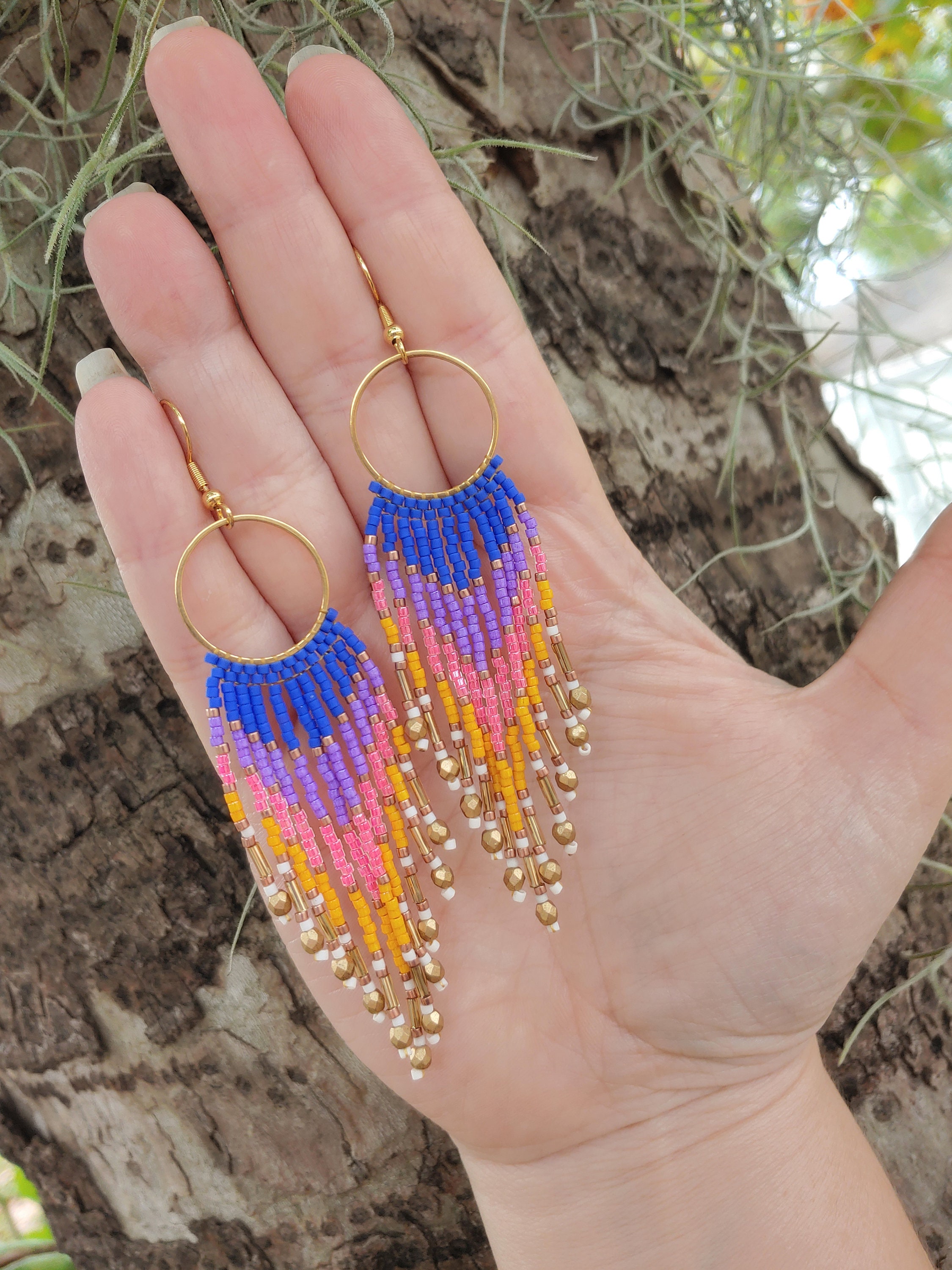 Colorful fringe earrings clearance