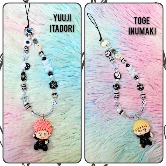 Anime JJK Wizard Custom Phone Charm, Sorcerer Anime Chibi Beaded