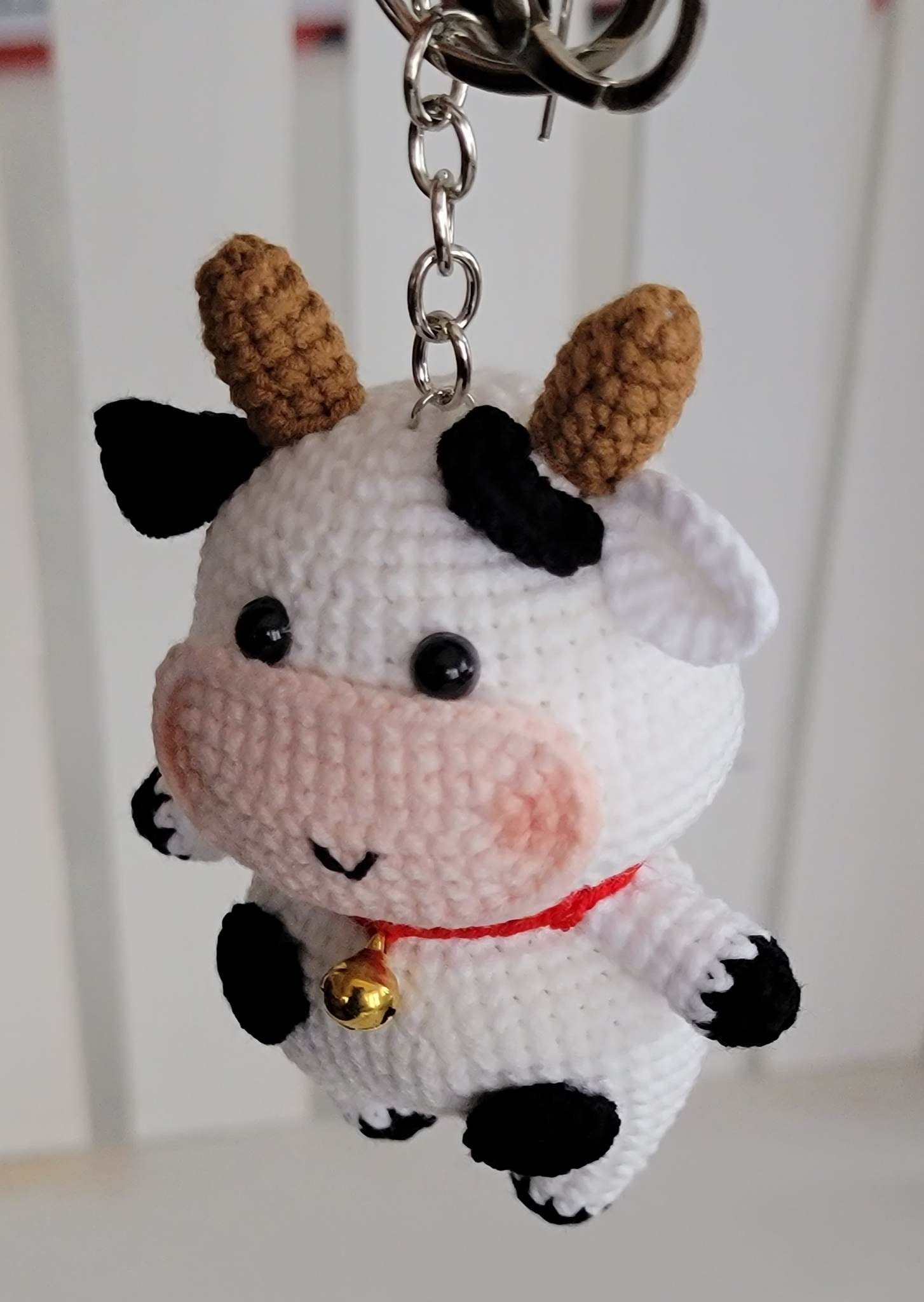 Hand Crochet Cow Key Chain Cow Amigurumi Keychain Bag Etsy