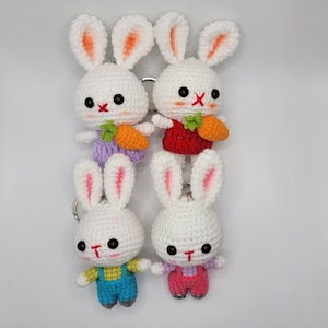 Hand Crochet mini bunny Amigurumi ,  Handmade Crochet hare Keychain, Amigurumi rabbit Bag Charms