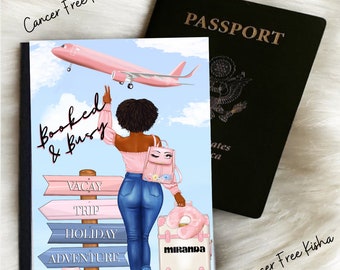 Booked & Busy,  Personalized Passport Cover, Custom Travel Accessory, Passport Holder, Personalized Gift, Destination Wedding Gift