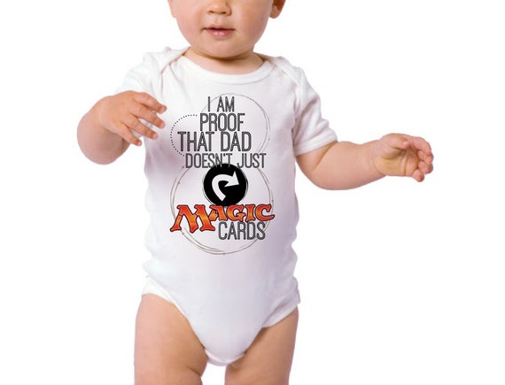 Magic the Gathering MTG Funny Baby Bodysuit 0-3 Month Onesie Nerd Parents Dad Tapped Mom MTG Shirt 