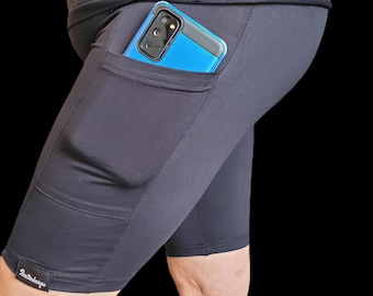Black biker shorts with pockets