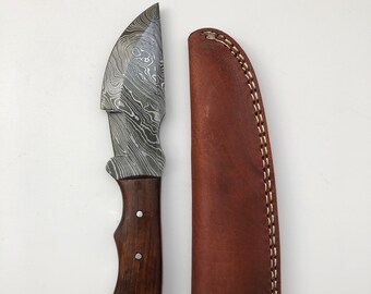 100% Hand Made 9" Damascus steel Tracker hunting knife with Rose Wood Handle- Christmas Gift For Him