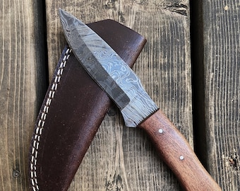 100% Hand Made 9" Damascus steel Tanto hunting knife with Rose Wood Handle | Gift for Him | Christmas Gifts
