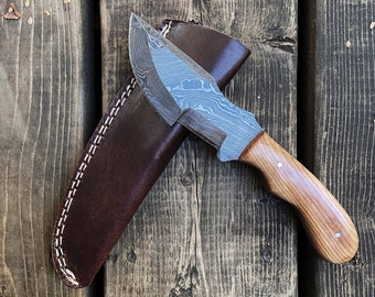 9" Tracker hunting knife, 100% Hand Made Damascus steel with Olive Wood Handle | Gift for Him | Christmas Gift