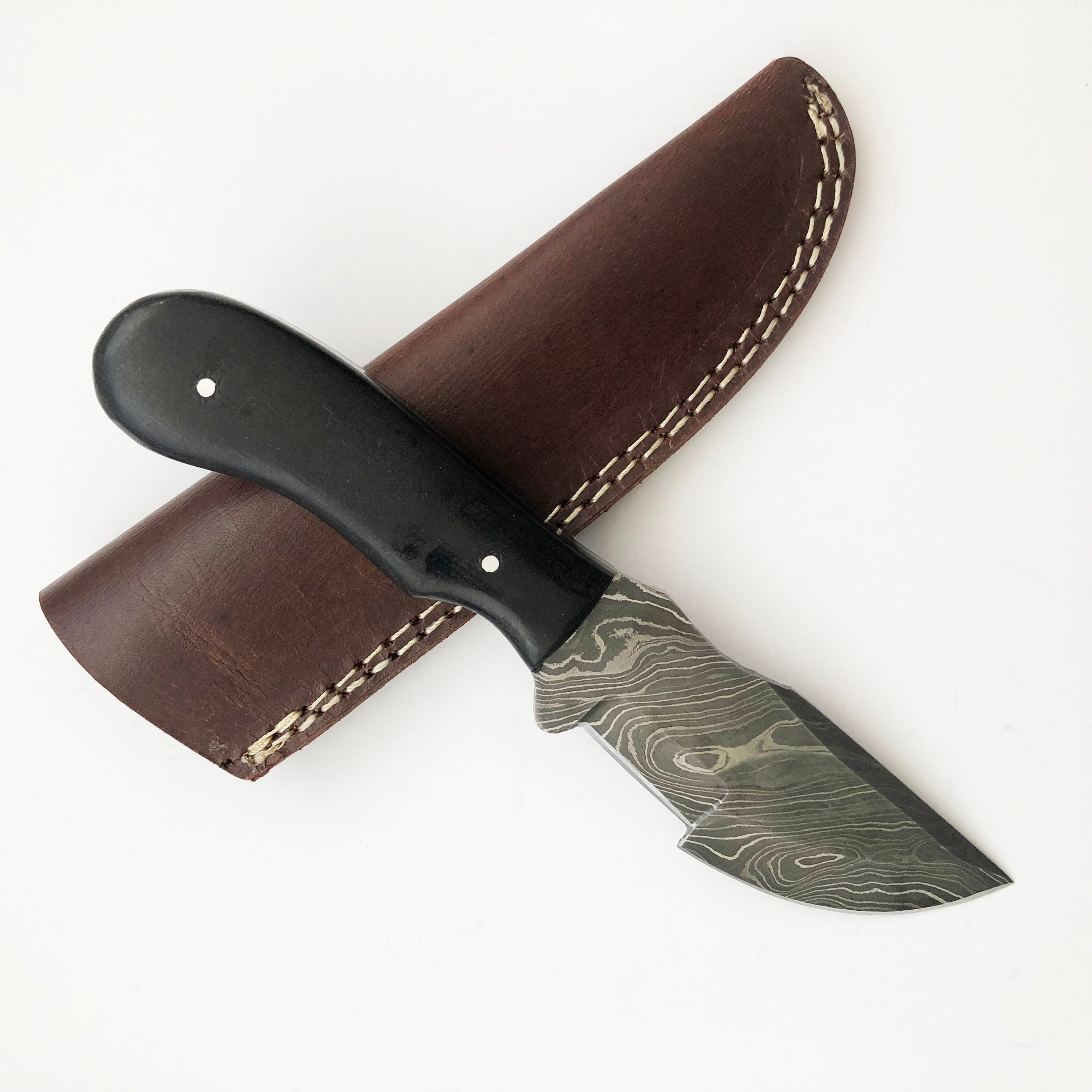 9" 100% Hand Made Damascus steel, tracker hunting knife, with Black Micarta Wood Handle- Christmas Gift for Him