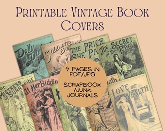 Printable Vintage Book Covers Digital Scrapbook Paper - Instant Download - Lot 1